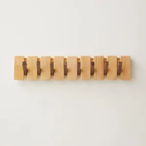 Wood Coat Rack Wall Mount, Wall Coat Hooks Hanger with 8 Hooks, Heavy Duty Wall Hooks for Hanging Coats/Keys/Hats/Robe&Towels/Plants/Bags, Walnut&Pine Wood