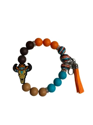 WS Bull Skull Wristlet Keychain