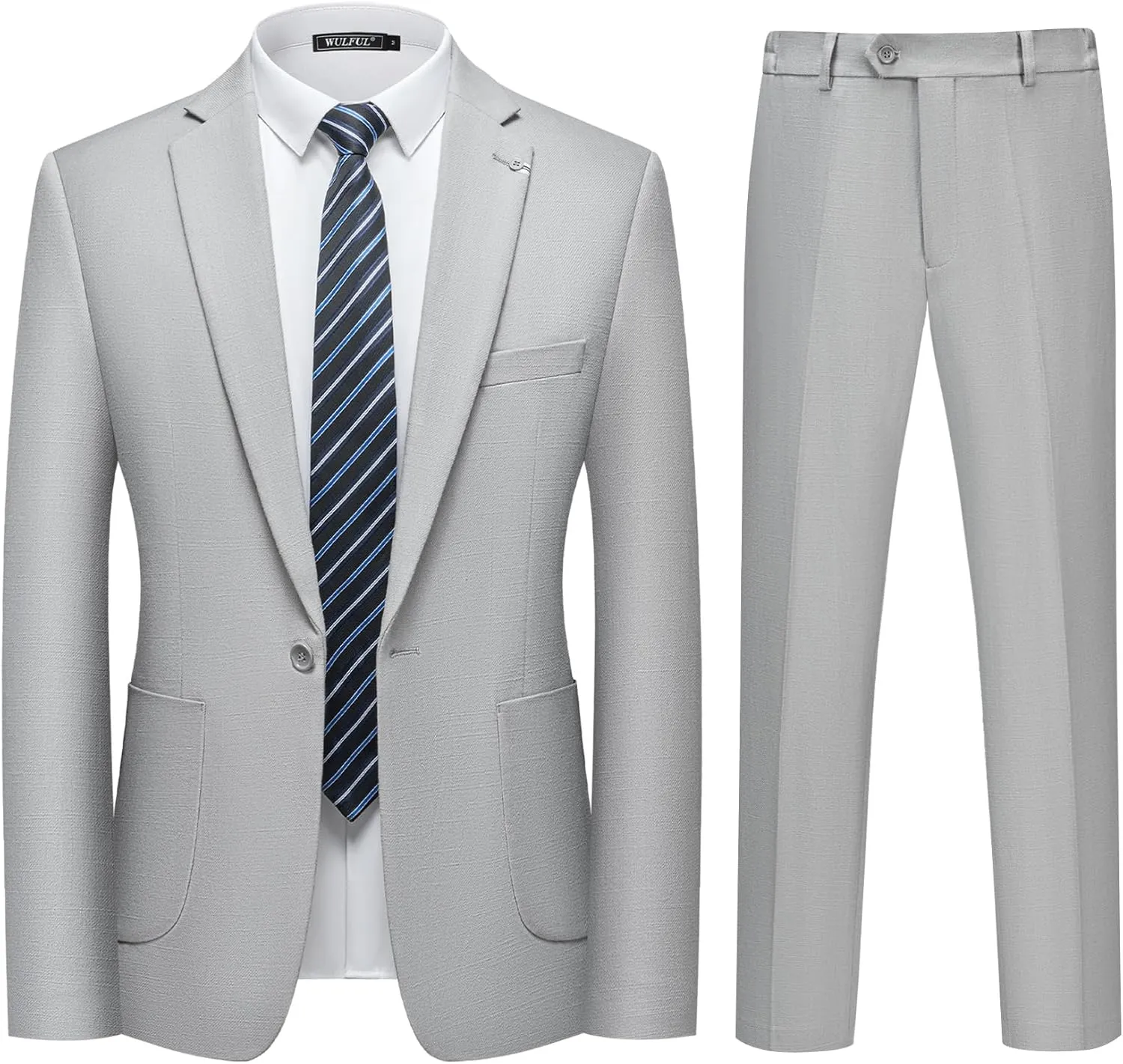 WULFUL Men's 2 Piece Slim Fit Suit Set One Button Blazer Jacket Pants Tuxedo Set for Party, Wedding and Business