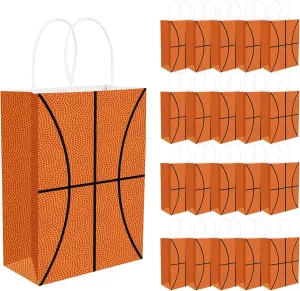 WYTAOHZL 20 Pcs Basketball Gift Bags with Handles Basketball Party Bags Basketball Goodie Bags for Sports Theme Birthday Party Basketball Snack Bags for Team Basketball Birthday Party Favors Supplies