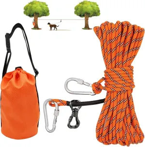 XiaZ Dog Tie Out Cable for Camping, 75ft Portable Overhead Trolley System for Dogs up to 200lbs，Dog Lead for Yard, Camping, Parks, Outdoor Events,5 min Set-up