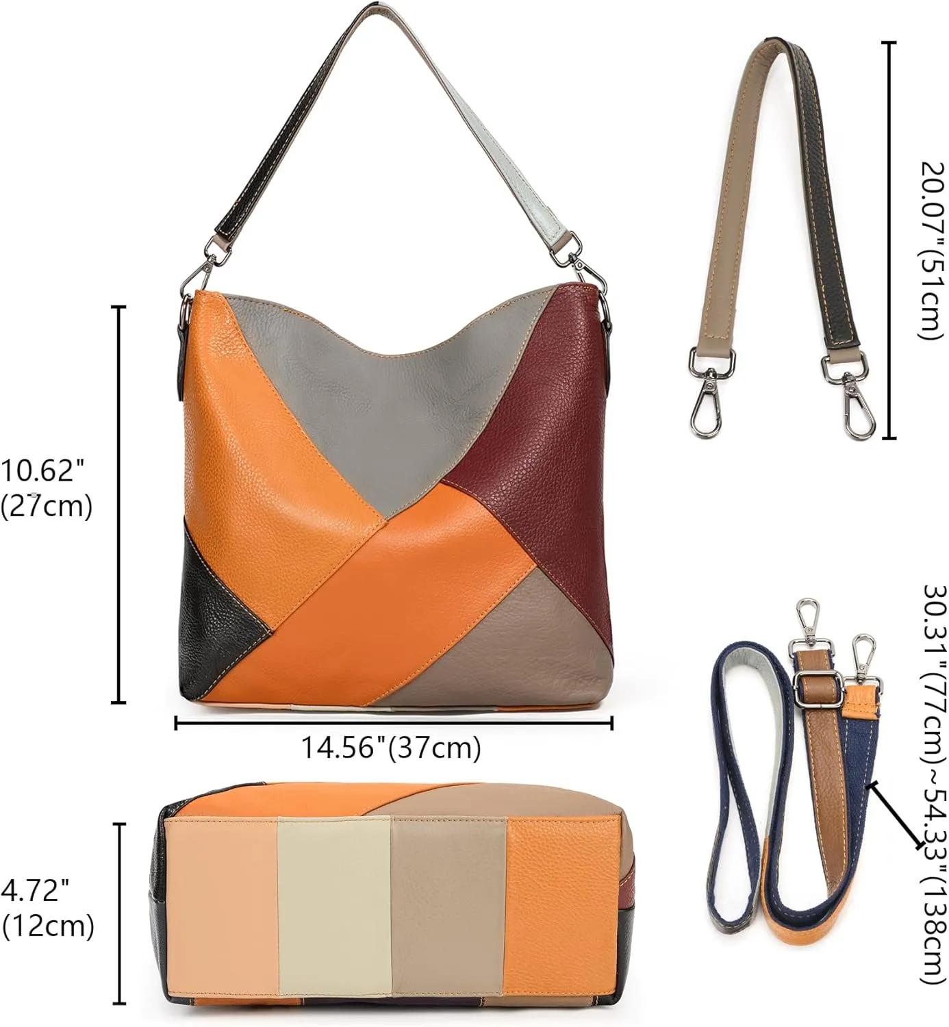 YALUXE Genuine Leather Shoulder Bags Stylish Hobo Handbags Purses Crossbody Bags for Women