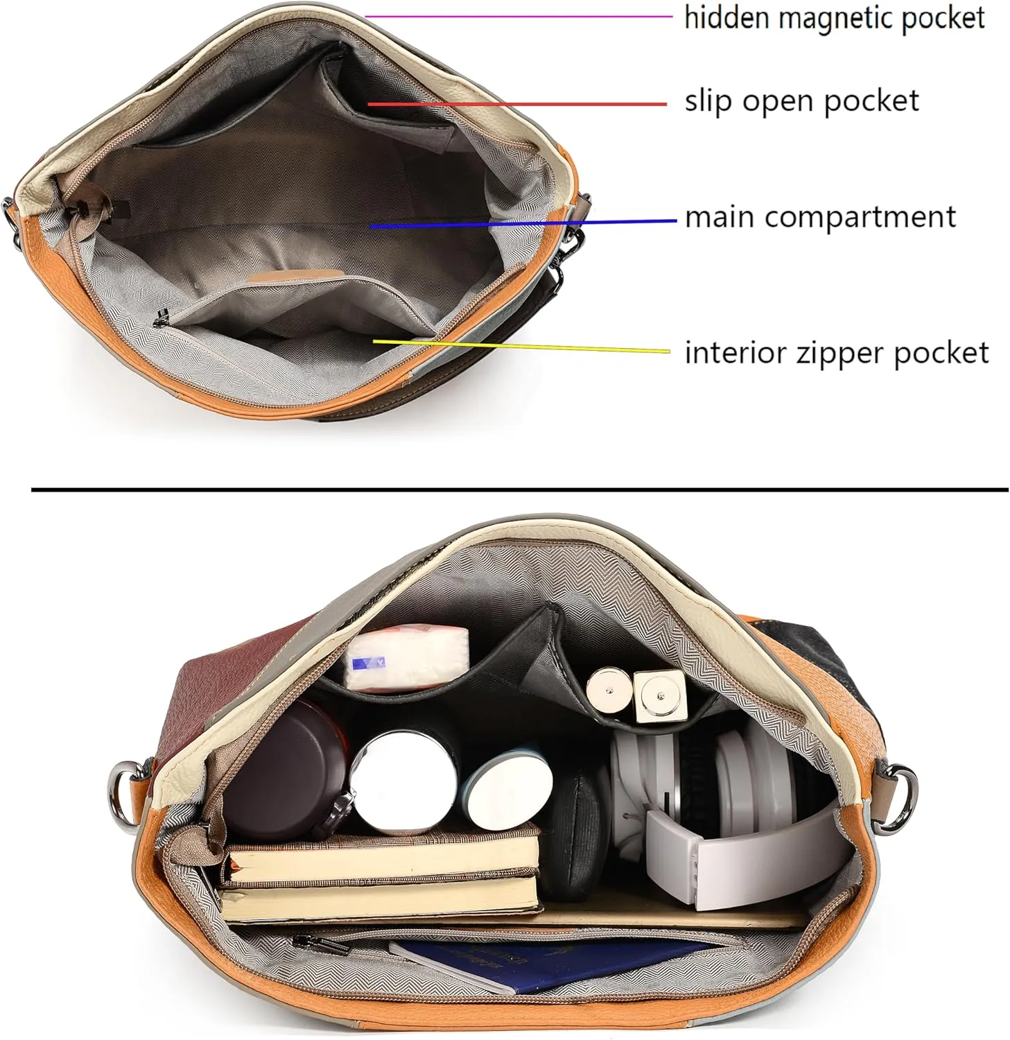 YALUXE Genuine Leather Shoulder Bags Stylish Hobo Handbags Purses Crossbody Bags for Women