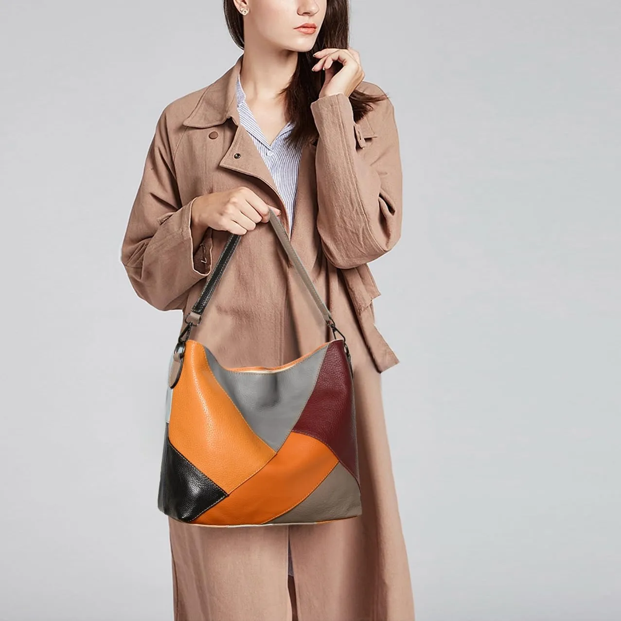 YALUXE Genuine Leather Shoulder Bags Stylish Hobo Handbags Purses Crossbody Bags for Women