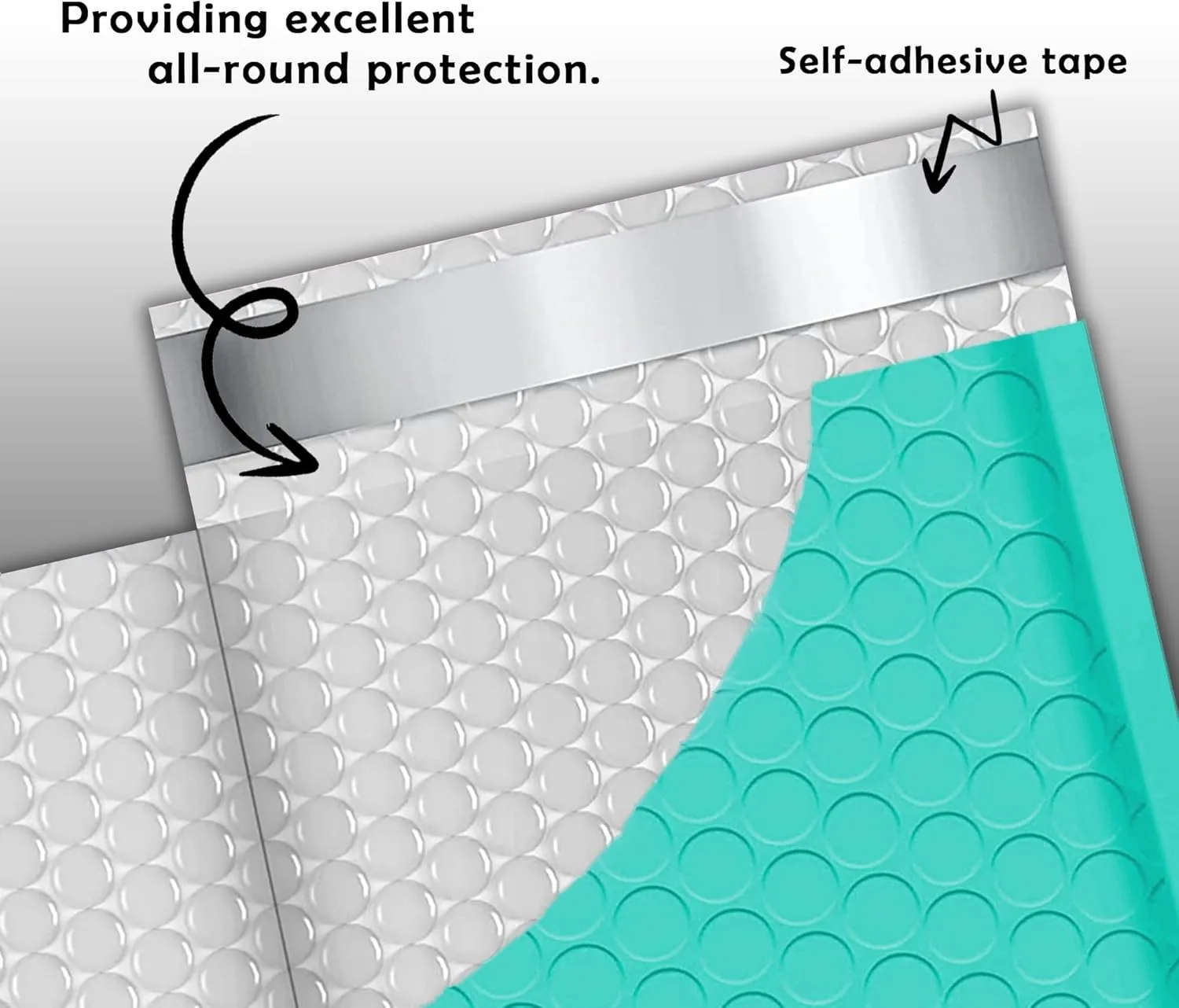 Yens Poly Bubble Mailers 4x8 100 Pack Teal Waterproof Self Seal Adhesive Shipping Bags, Cushioning Padded Envelopes for Shipping, Mailing, Packaging Usable 4x7