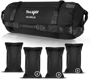 Yes4All Sandbags for Working Out, Adjustable Sand Bags for Weight Training with Handles, Multiple Colors & Sizes 5-200lbs