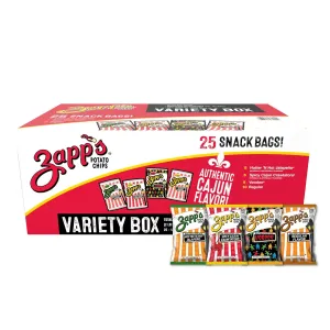 Zapp’s New Orleans Kettle-Style Potato Chips Variety Pack (1.5 oz Bags, 25 Count) – Includes Voodoo, Hotter N' Hot Jalapeno, Spciy Cajun Crawtators, Regular Perfect On-The-Go, Gluten Free Snack