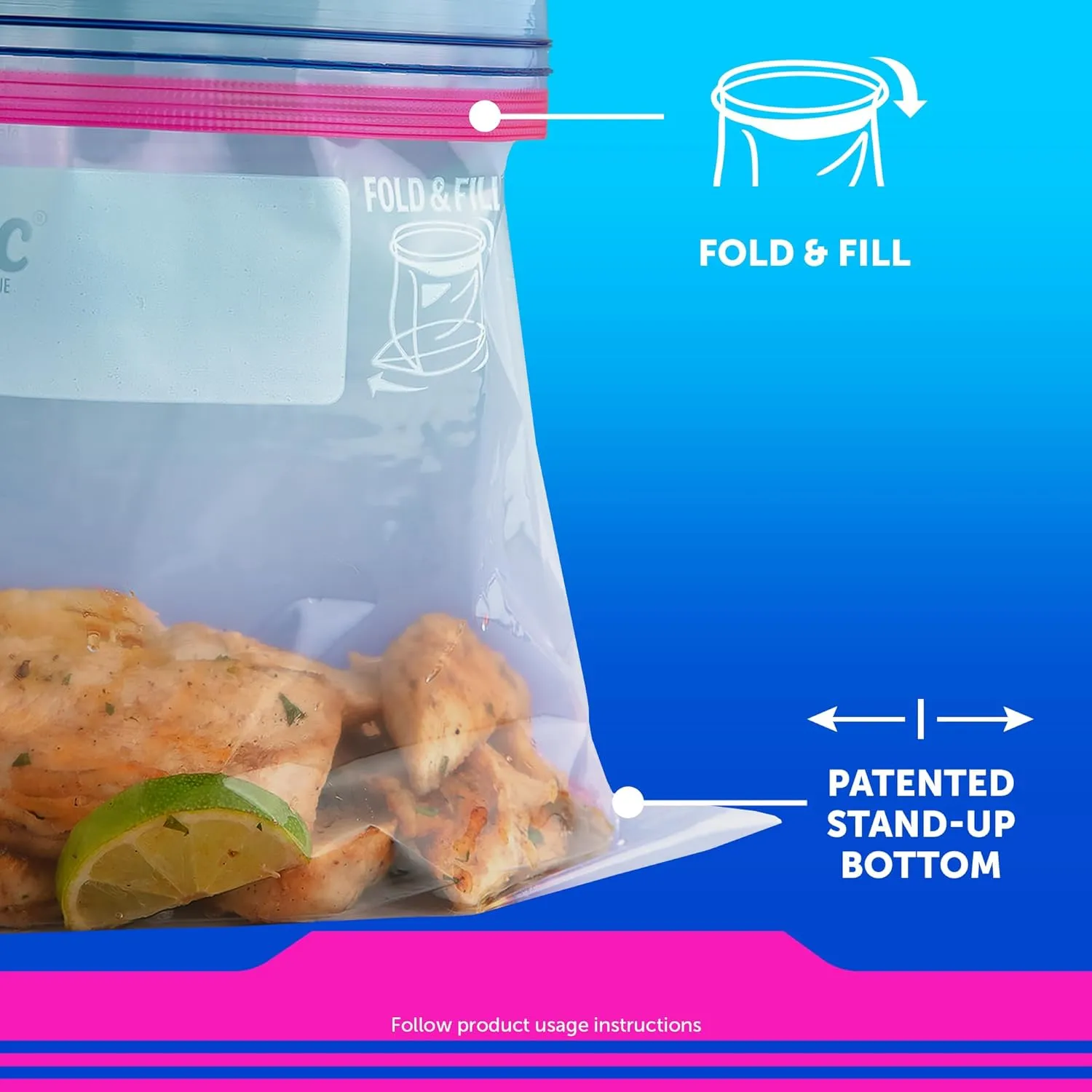 Ziploc Gallon Food Storage Bags, New Stay Open Design with Stand-Up Bottom, Easy to Fill, 30 Count (Pack of 4)
