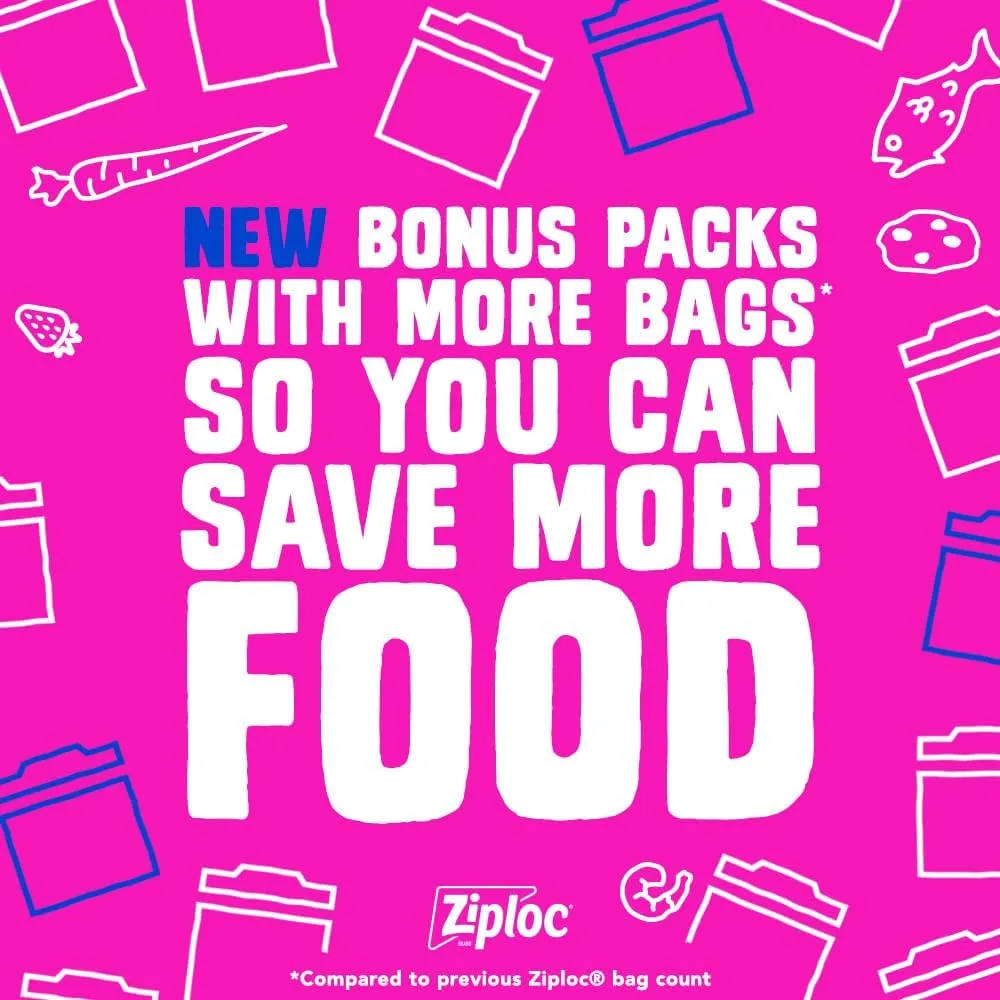Ziploc Gallon Food Storage Bags, Stay Open Design with Stand-Up Bottom, Easy to Fill, 162 Count