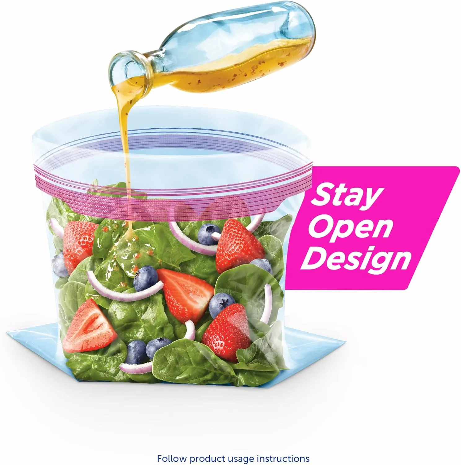 Ziploc Gallon Food Storage Bags, Stay Open Design with Stand-Up Bottom, Easy to Fill, 162 Count