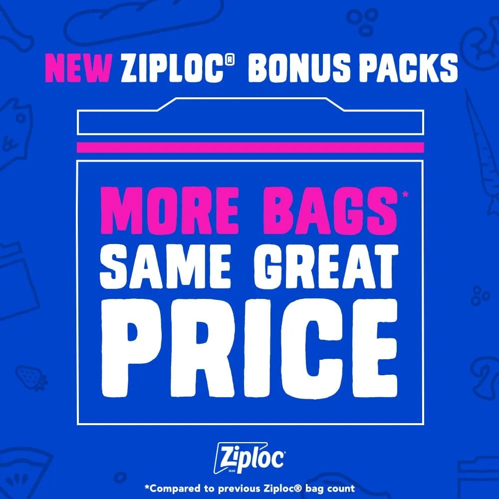 Ziploc Gallon Food Storage Bags, Stay Open Design with Stand-Up Bottom, Easy to Fill, 162 Count