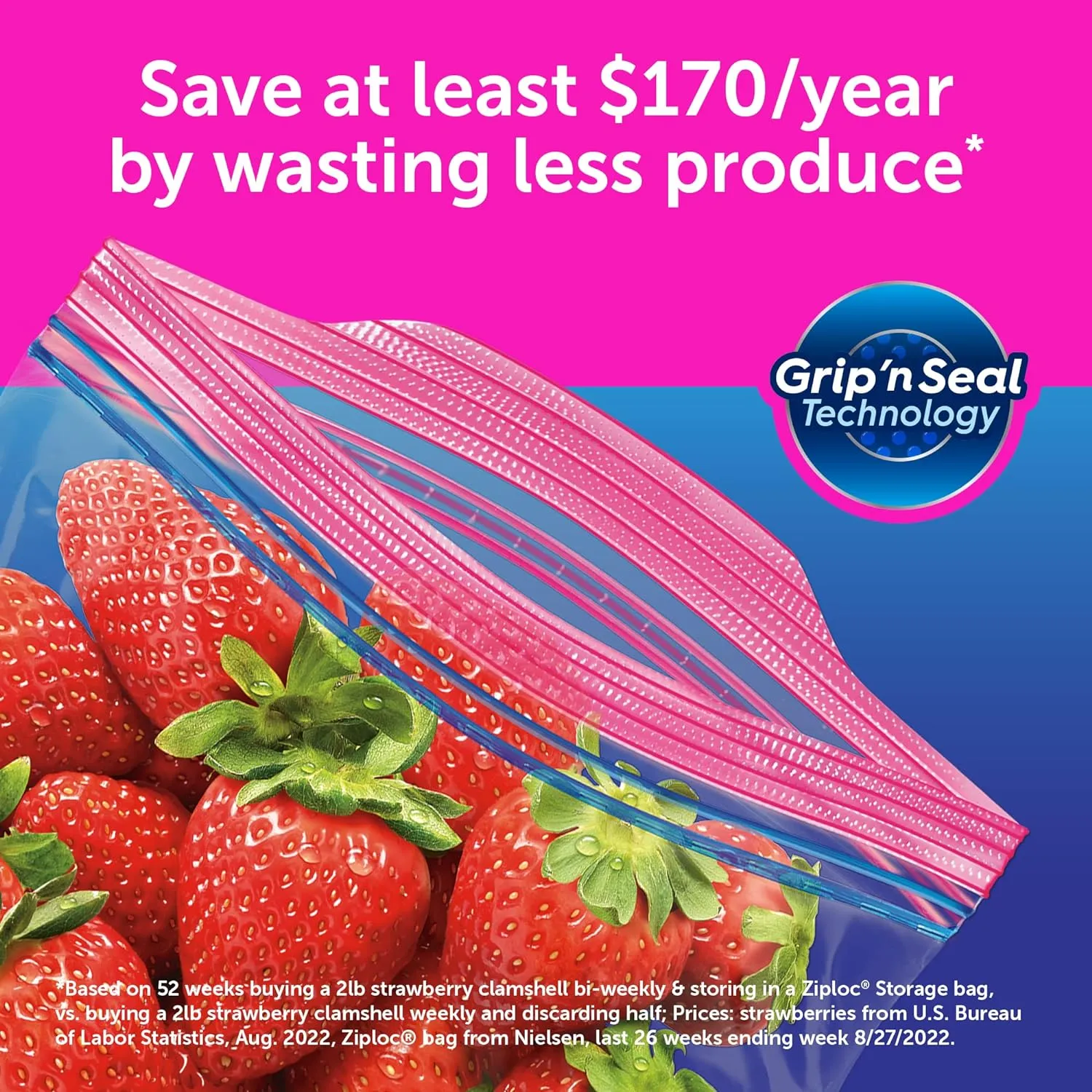 Ziploc Gallon Food Storage Bags, Stay Open Design with Stand-Up Bottom, Easy to Fill, 162 Count