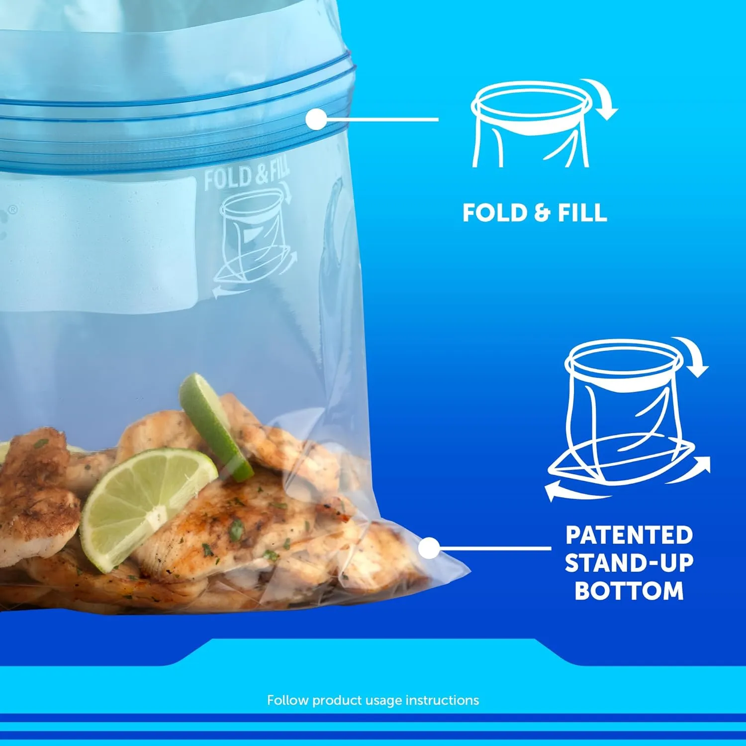 Ziploc Quart Food Storage Freezer Bags, New Stay Open Design with Stand-Up Bottom, Easy to Fill, 30 Count (Pack of 4)
