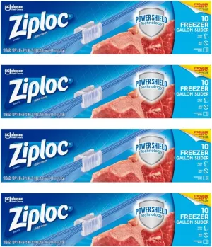 Ziploc Slider Freezer Bags - 1 gallons (10 Count (Pack of 4))
