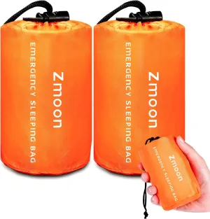 Zmoon Emergency Sleeping Bag 2 Pack Lightweight Survival Sleeping Bags Thermal Bivy Sack Portable Emergency Blanket for Camping, Hiking, Outdoor, Activities